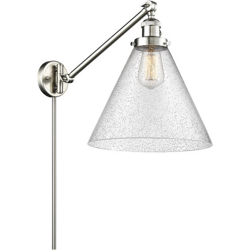 X-Large Cone 16 inch 3.50 watt Satin Nickel Swing Arm Wall Light, Franklin Restoration