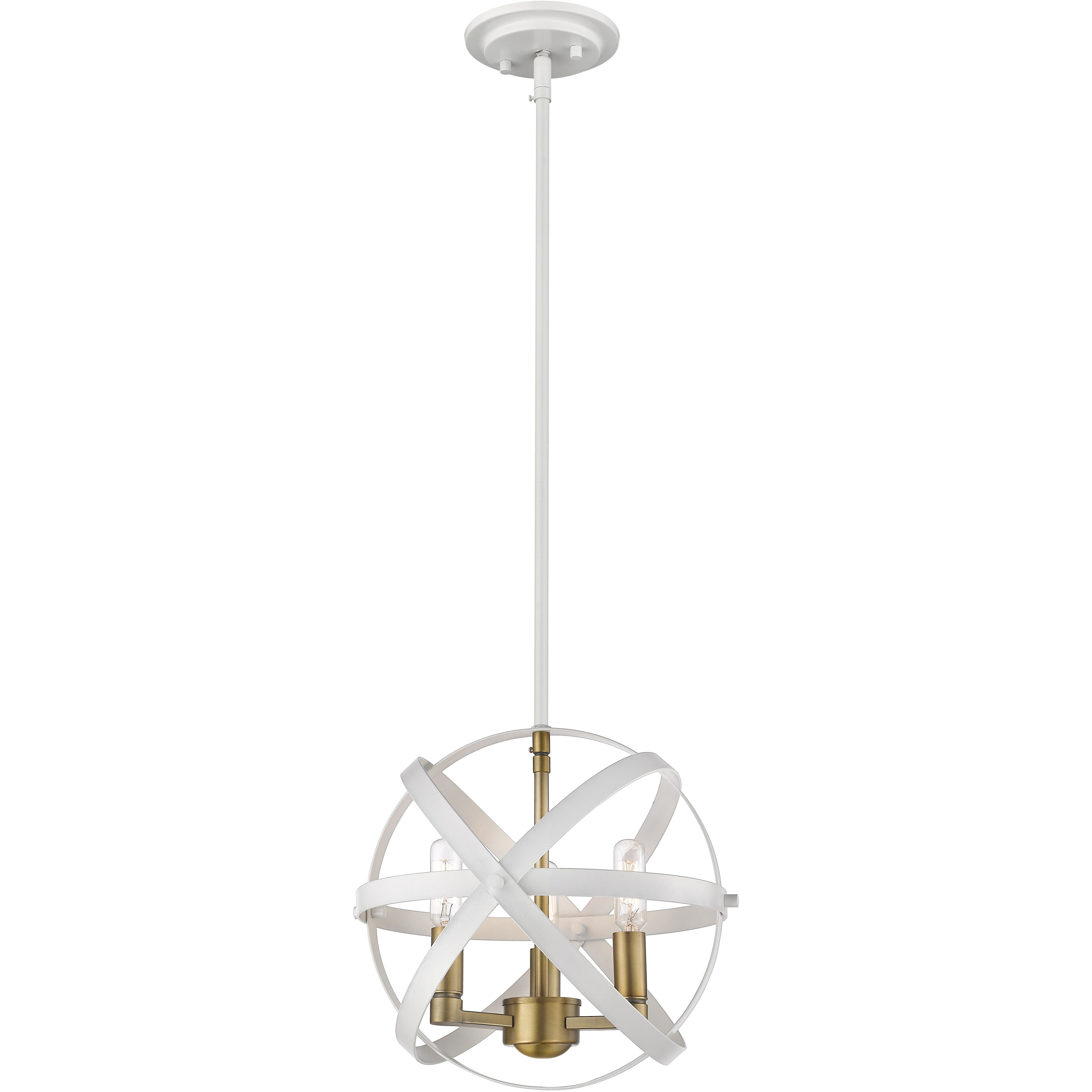 Cavallo 3 Light 12 inch Hammered White and Olde Brass Pendant Ceiling Light