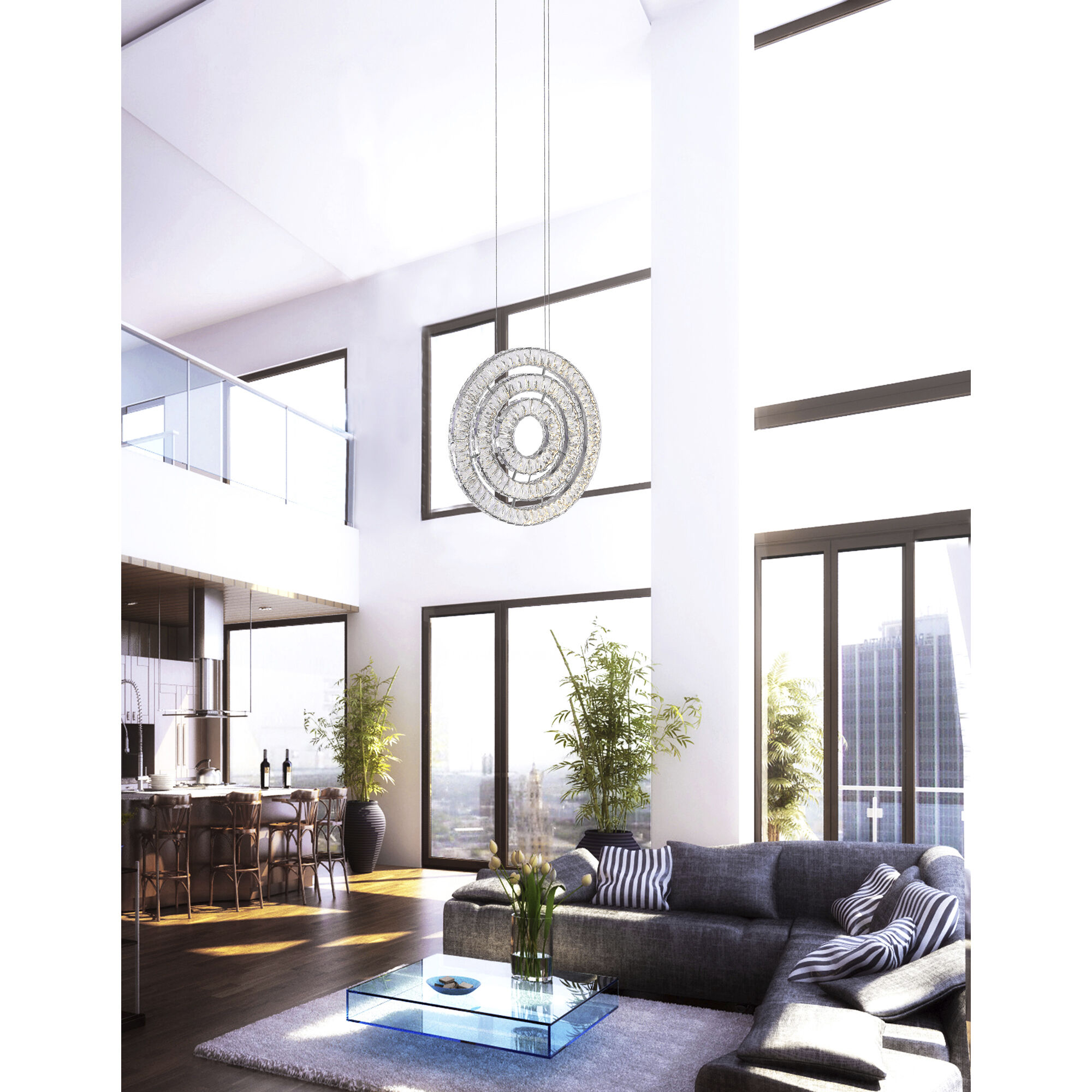 Celina LED 20 inch Chrome Down Chandelier Ceiling Light