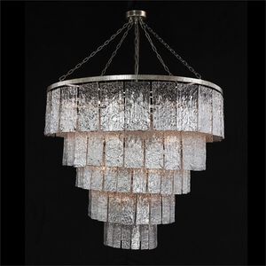 Twilight 24 Light 50.25 inch Silver Chandelier Ceiling Light, Slumped Glass