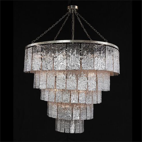 Twilight 24 Light 50.25 inch Silver Chandelier Ceiling Light, Slumped Glass