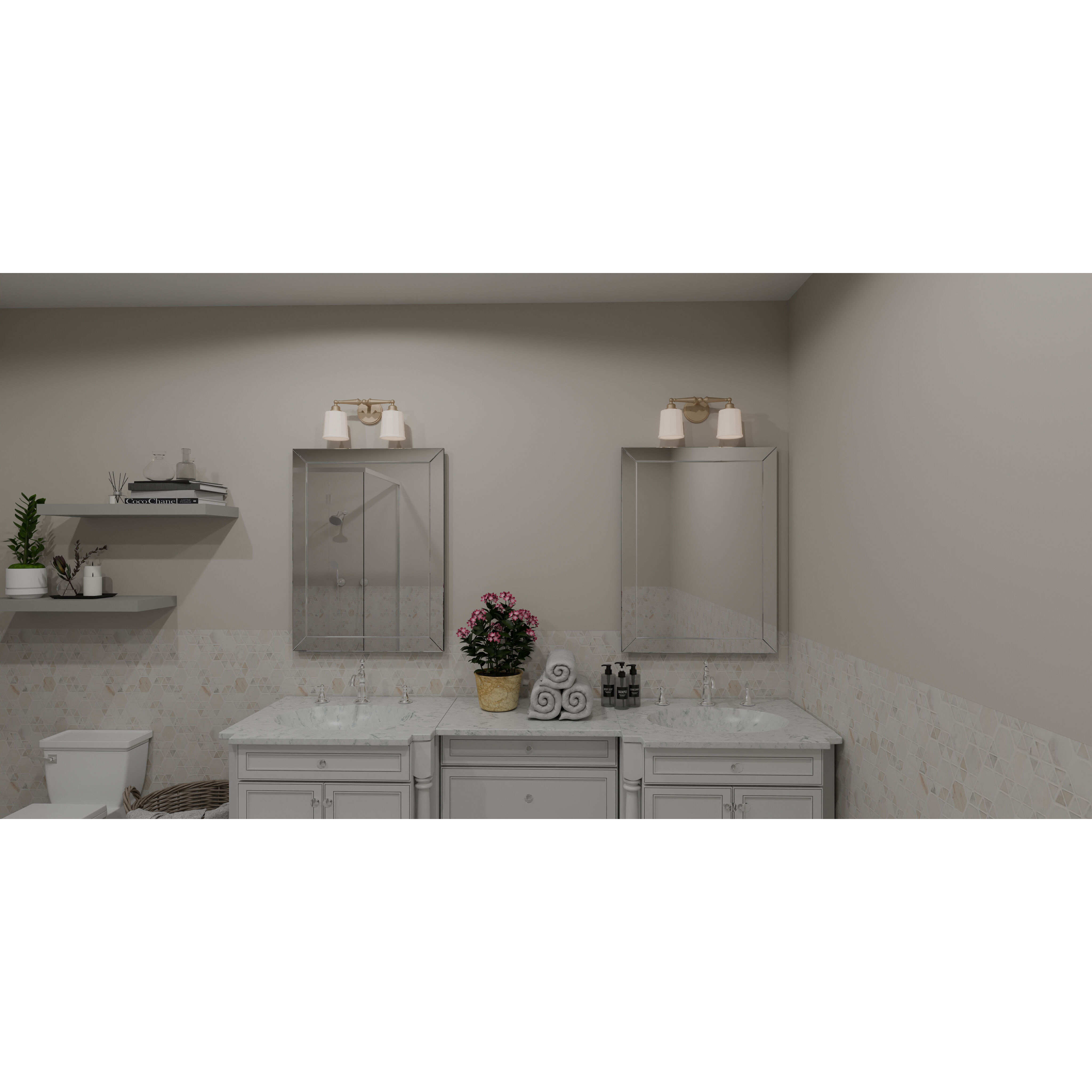 Cecilia 2 Light 16 inch Bronze Gold Bath Light Wall Light, Medium