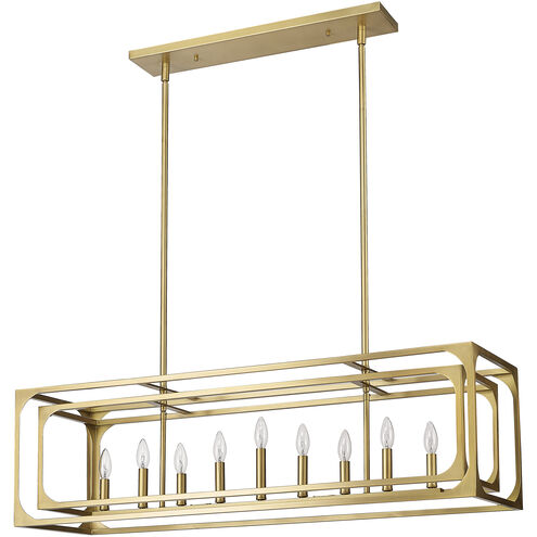 Easton 9 Light 44 inch Rubbed Brass Linear Chandelier Ceiling Light