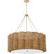 Boracay 6 Light 39 inch Natural Cane and Antique Brass Chandelier Ceiling Light
