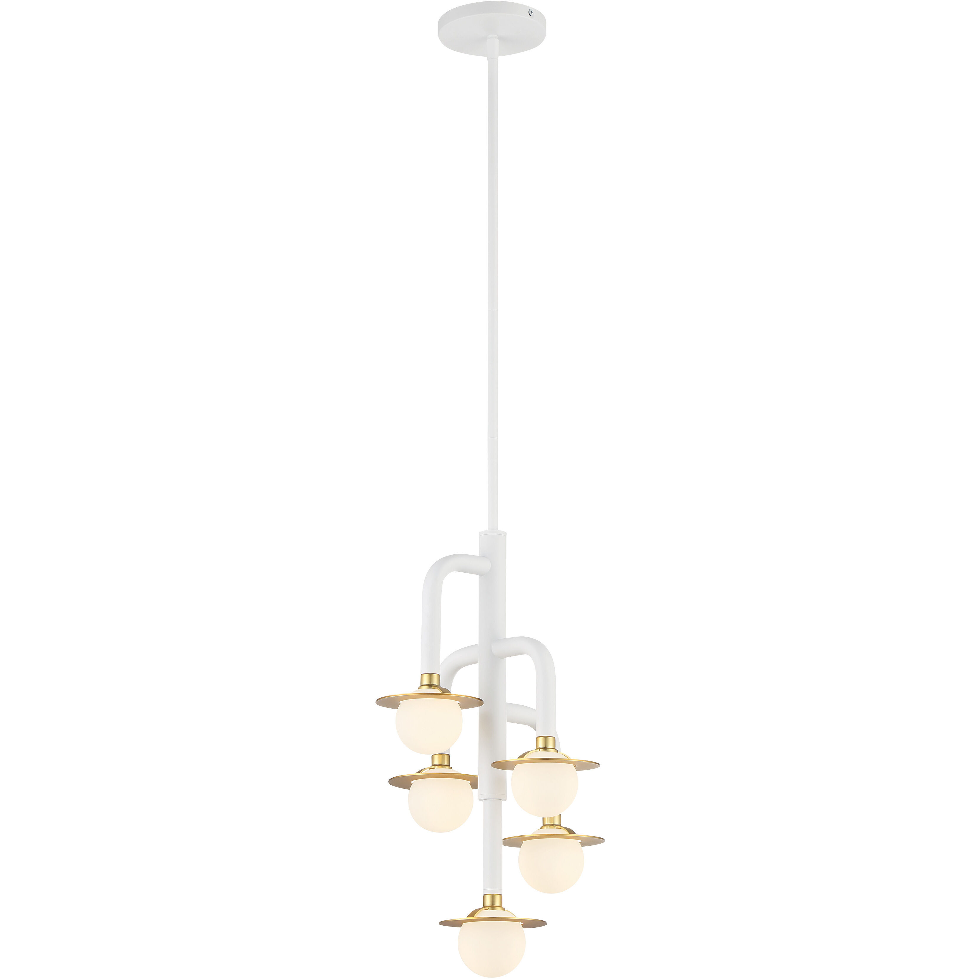 Tubular LED 11.88 inch Matte White W/Honey Gold Chandelier Ceiling Light