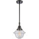 Franklin Restoration Small Oxford 1 Light 8 inch Matte Black Mini Pendant Ceiling Light in Seedy Glass