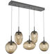 Cosmos LED LED Graphite Linear Pendant Ceiling Light in 2700K LED, Zircon Inner - Bronze Outer, Multi-Port