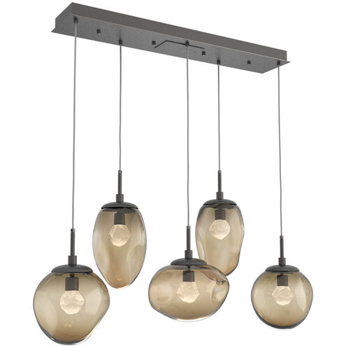 Cosmos LED LED Graphite Linear Pendant Ceiling Light in 2700K LED, Zircon Inner - Bronze Outer, Multi-Port