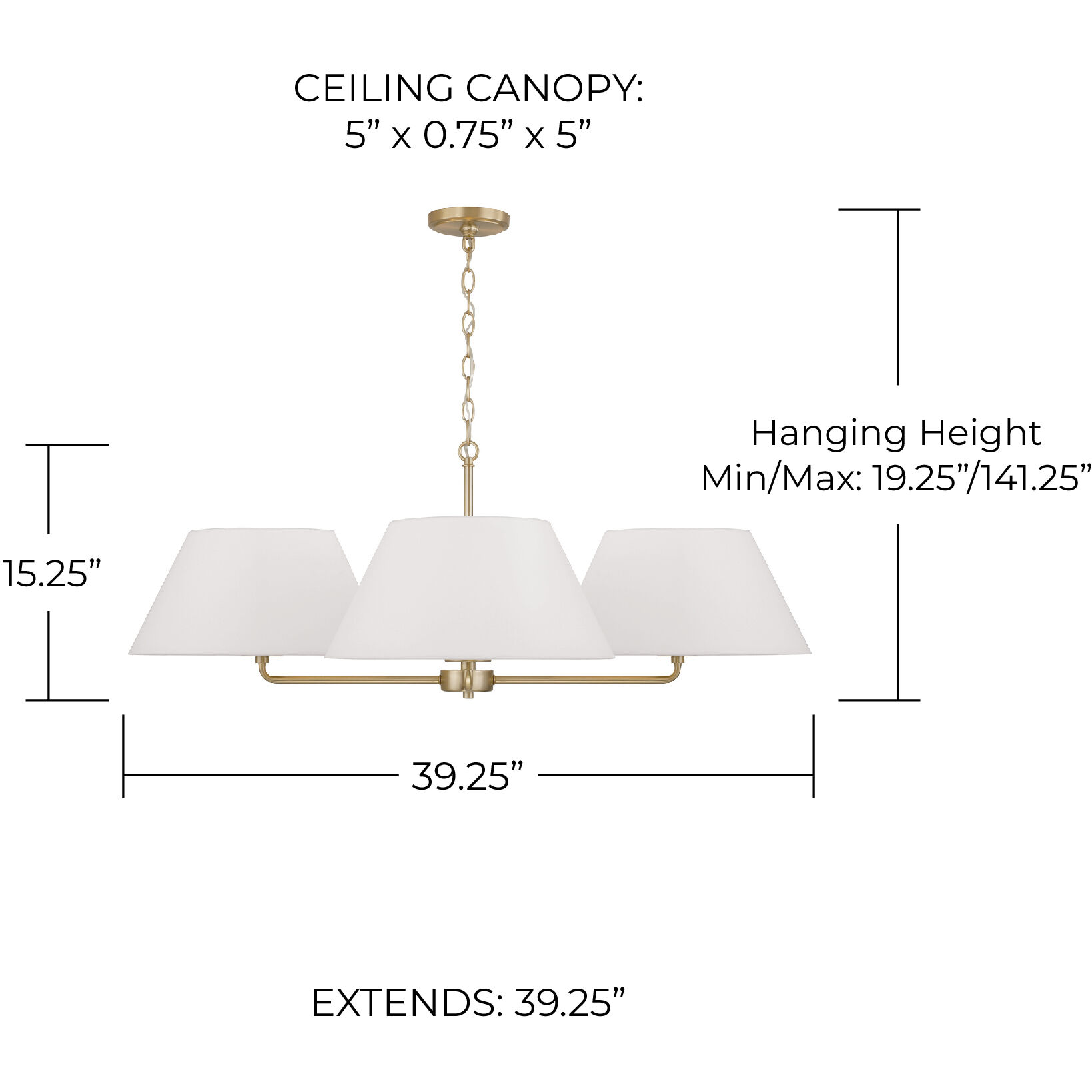 Parson 4 Light 39.25 inch Matte Brass Chandelier Ceiling Light