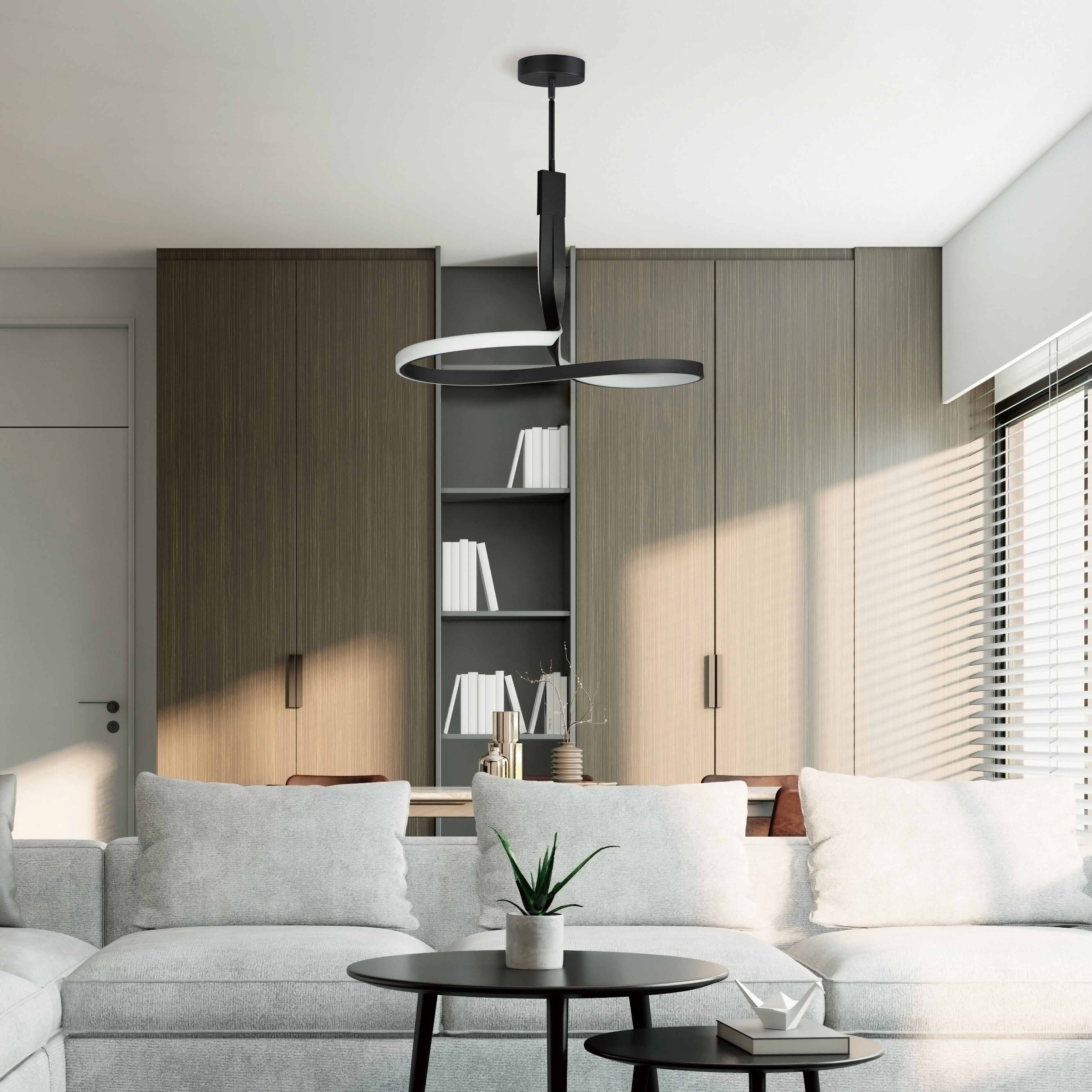 Serpentine LED 13 inch Black Single Pendant Ceiling Light