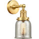 Franklin Restoration Small Bell LED 5 inch Satin Gold Sconce Wall Light in Silver Plated Mercury Glass, Franklin Restoration