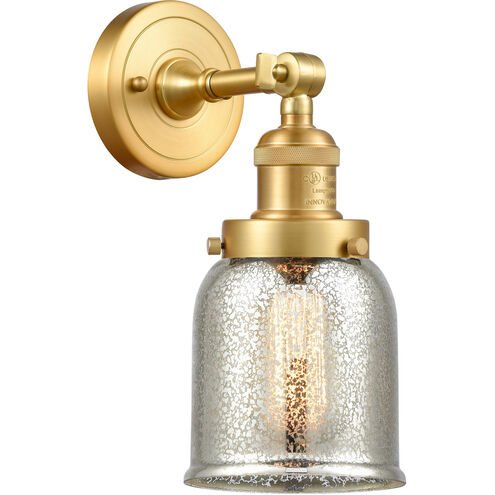 Franklin Restoration Small Bell LED 5 inch Satin Gold Sconce Wall Light in Silver Plated Mercury Glass, Franklin Restoration