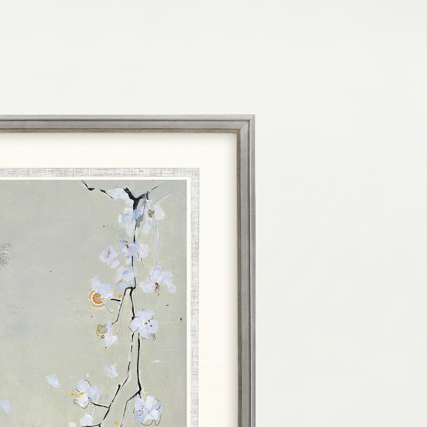 Bird Family Neutral and Green and Blue and White Framed Art