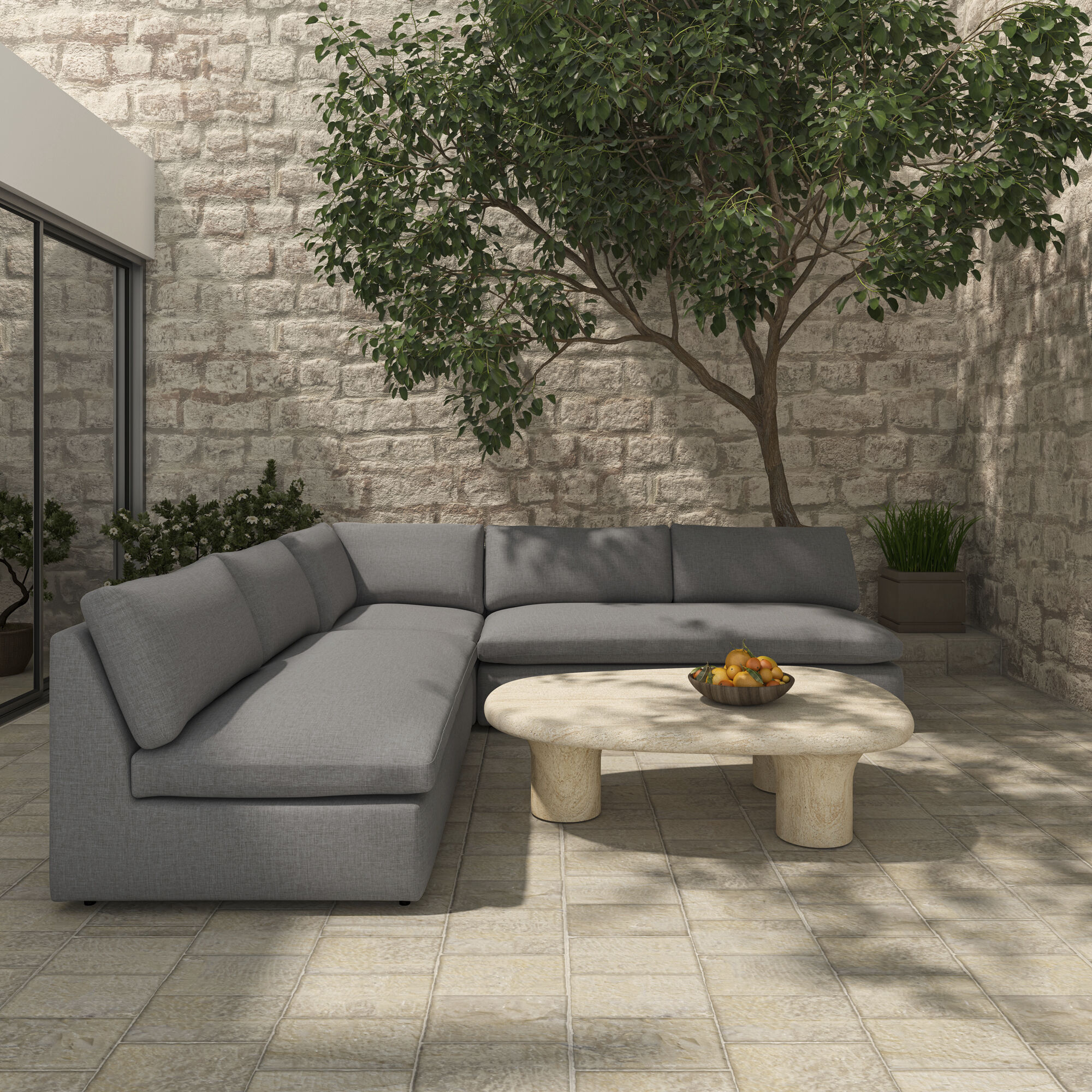 Miles Grey Outdoor Corner in Light Grey