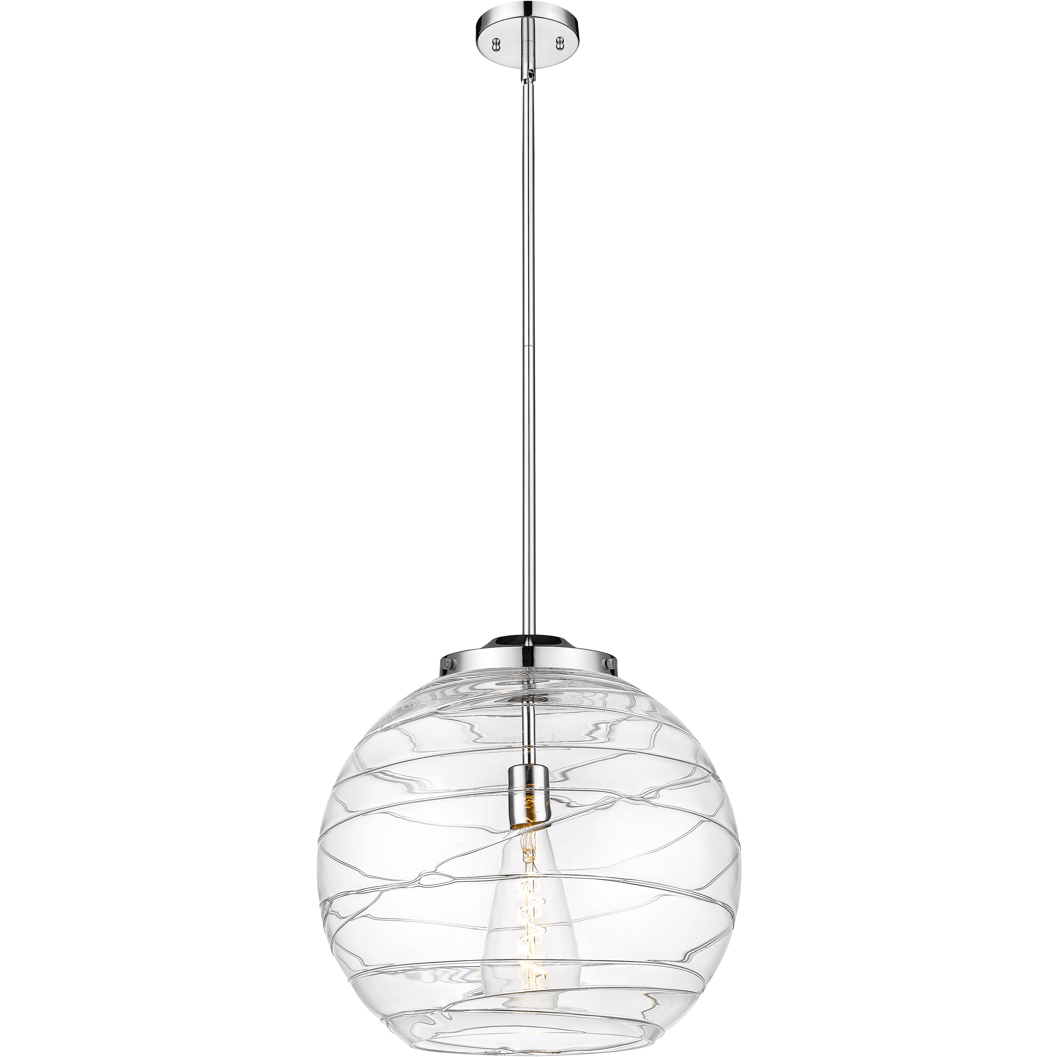 Ballston Athens Deco Swirl 1 Light 15.75 inch Polished Chrome Pendant Ceiling Light in Incandescent, Clear Deco Swirl