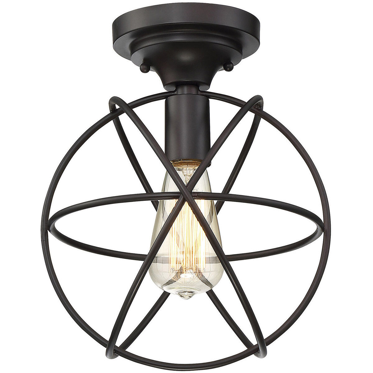 Rustic 1 Light 10 inch Oil Rubbed Bronze Flush Mount Ceiling Light