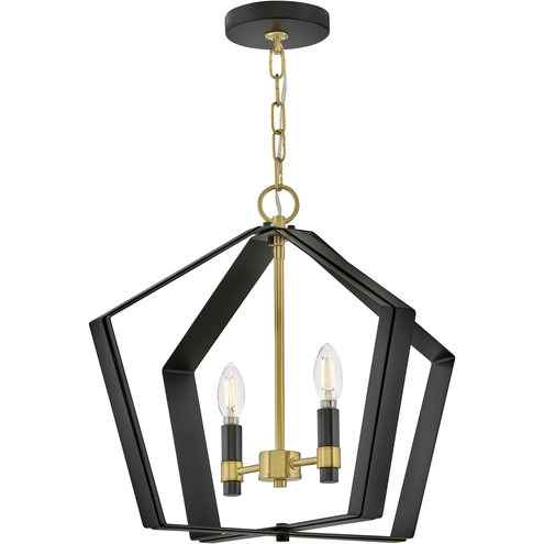 Sammi 2 Light 20 inch Black with Lacquered Brass Pendant Ceiling Light