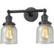 Franklin Restoration Small Bell 2 Light 5 inch Oil Rubbed Bronze Bath Vanity Light Wall Light in Seedy Glass, Franklin Restoration
