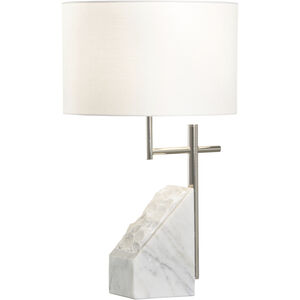 Stone 20 inch 60.00 watt White/Cream and Silver Table Lamp Portable Light