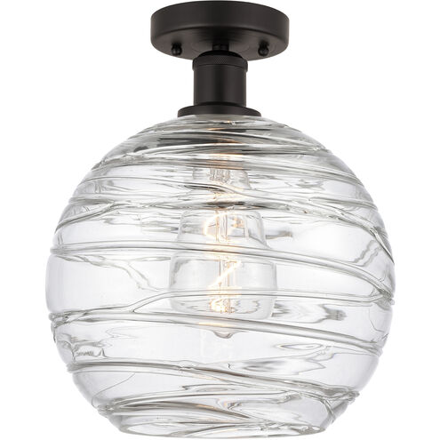 Edison Athens Deco Swirl 1 Light 10 inch Oil Rubbed Bronze Semi-Flush Mount Ceiling Light
