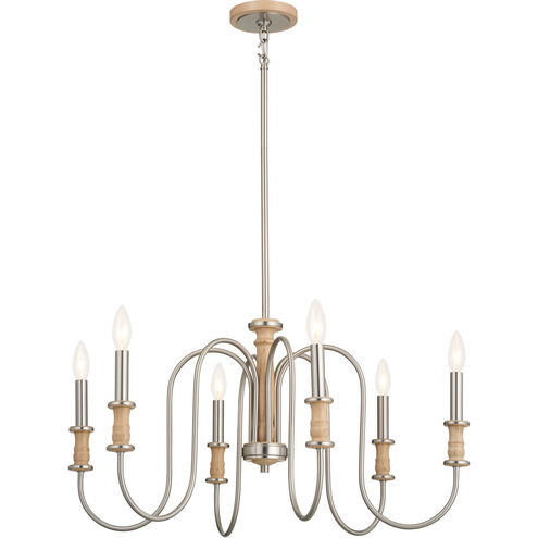 Homestead Karthe 6 Light 29 inch Brushed Nickel Chandelier Ceiling Light, Karthe