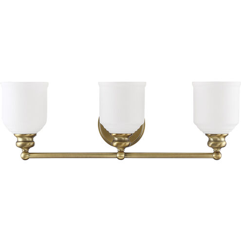Melrose 3 Light 24 inch Warm Brass Bathroom Vanity Light Wall Light, Essentials