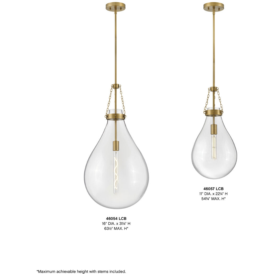 Eloise 1 Light 16 inch Lacquered Brass Pendant Ceiling Light