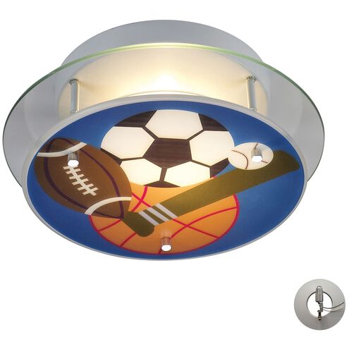 Novelty 2 Light 13 inch Satin Nickel Semi Flush Mount Ceiling Light, Sports Motif