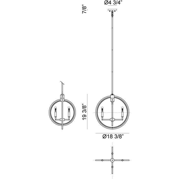 Odyssey 4 Light 19 inch Black Pendant Ceiling Light