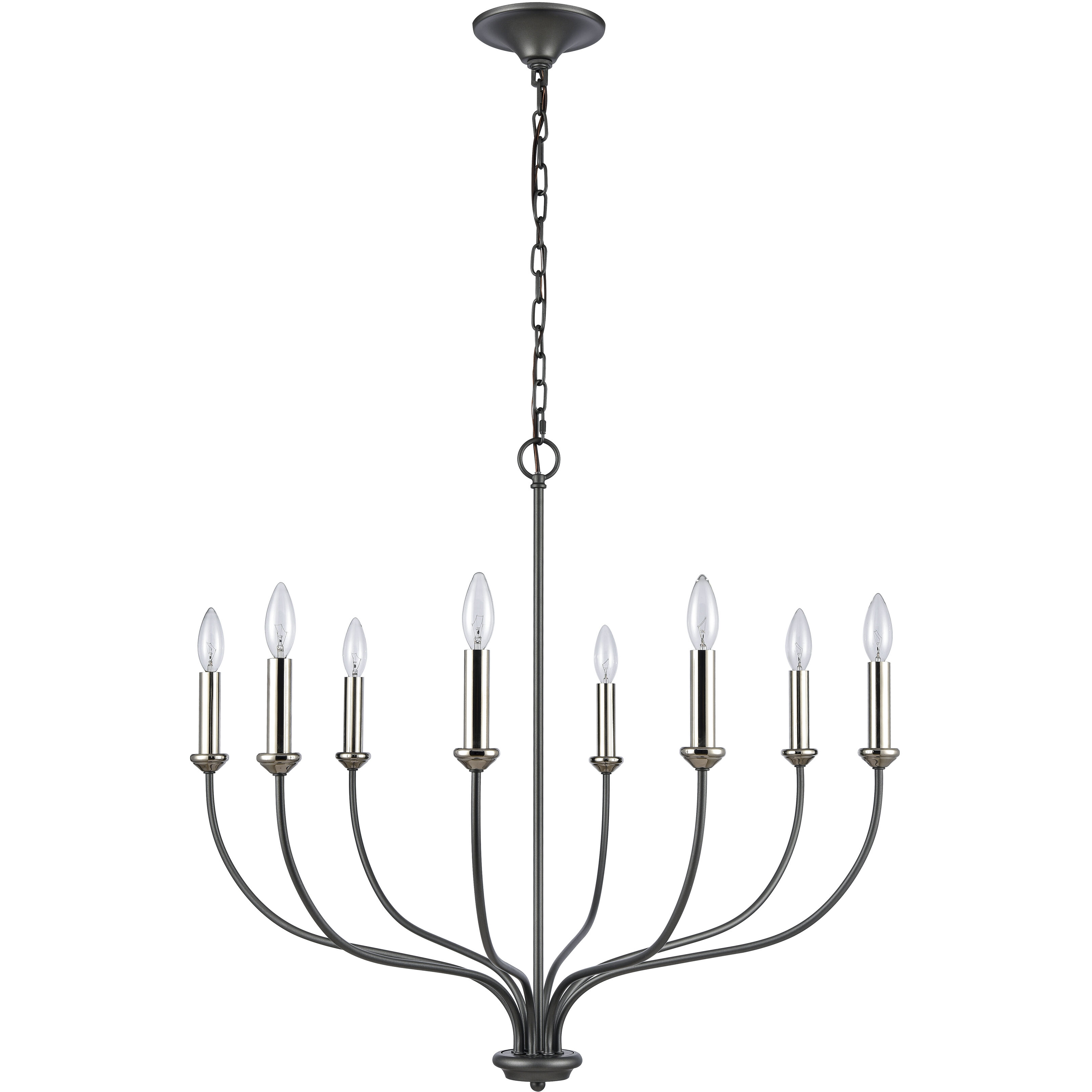 Madeline 8 Light 32.5 inch Black with Polished Nickel Chandelier Ceiling Light