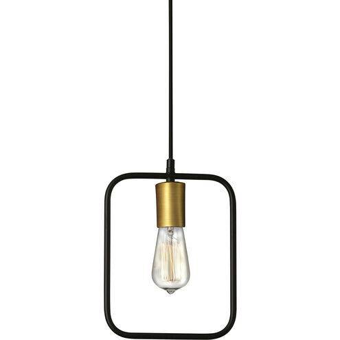 Geometric LED 12 inch Matte Black with Vintage Bronze Pendant Ceiling Light