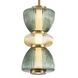 Rosewood 2 Light 9 inch Aged Brass Pendant Ceiling Light in Green with Yellow Glass