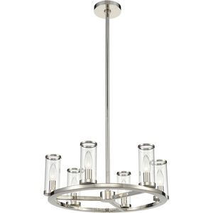 Revolve 6 Light 18.63 inch Clear Glass and Polished Nickel Chandelier Ceiling Light