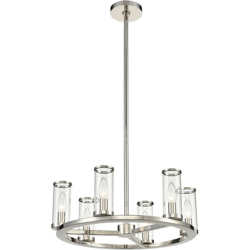 Revolve 6 Light 18.63 inch Clear Glass and Polished Nickel Chandelier Ceiling Light