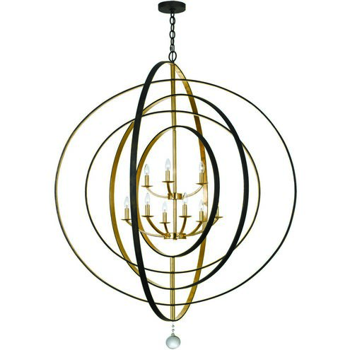 Luna 9 Light 48 inch English Bronze and Antique Gold Chandelier Ceiling Light