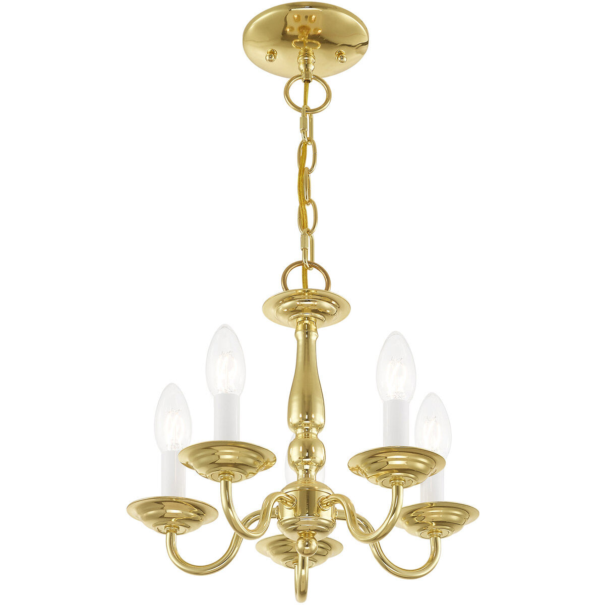 Williamsburgh 5 Light 13 inch Polished Brass Convertible Mini Chandelier/Ceiling Mount Ceiling Light