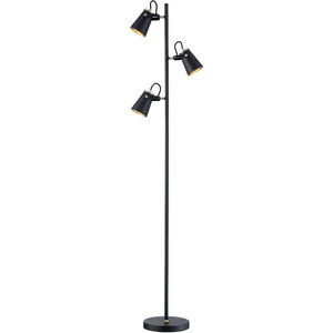 Edward 10 inch 60 watt Black and Brass Floor Lamp Portable Light