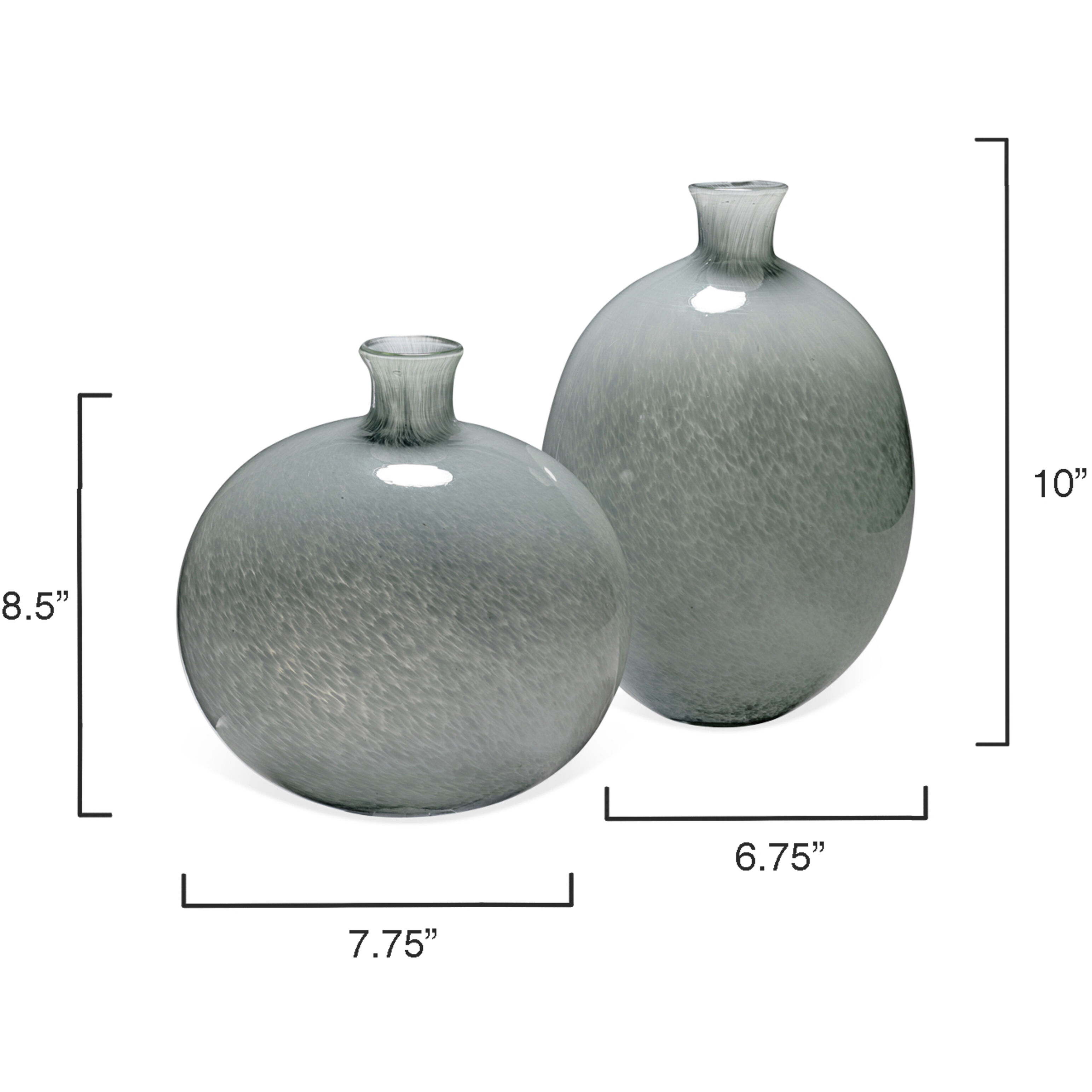 Minx 10 X 7.75 inch Vases in Grey Glass, Set of 2