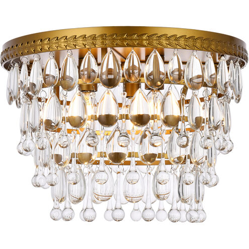 Nordic 3 Light 15 inch Brass Flush Mount Ceiling Light