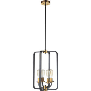Neighborhood Randolph 4 Light 14 inch Flat Black/Satin Brass Foyer Light Ceiling Light in Flat Black and Satin Brass, Neighborhood Collection