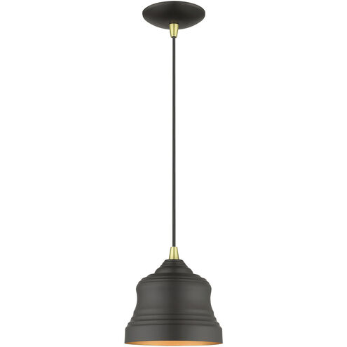 Endicott 1 Light 7 inch Bronze with Antique Brass Finish Accents Pendant Ceiling Light in Bronze with Antique Brass Accent