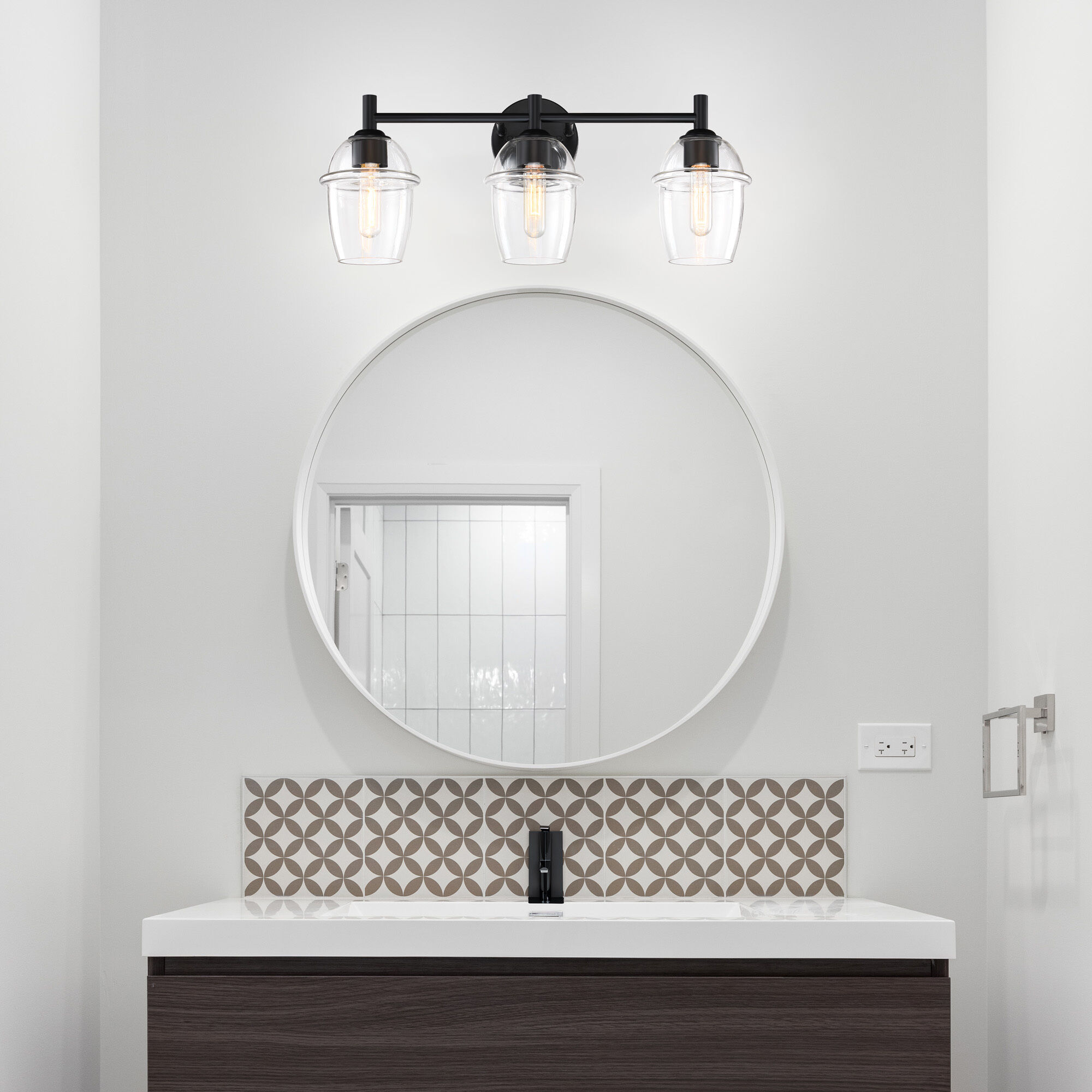 Summer Jazz 3 Light 24 inch Matte Black Vanity Light Wall Light