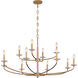 Atella 12 Light 48 inch Ashen Gold Chandelier Ceiling Light