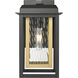 Mansfield 1 Light 13 inch Matte Black with Brass Outdoor Sconce in Waterglass