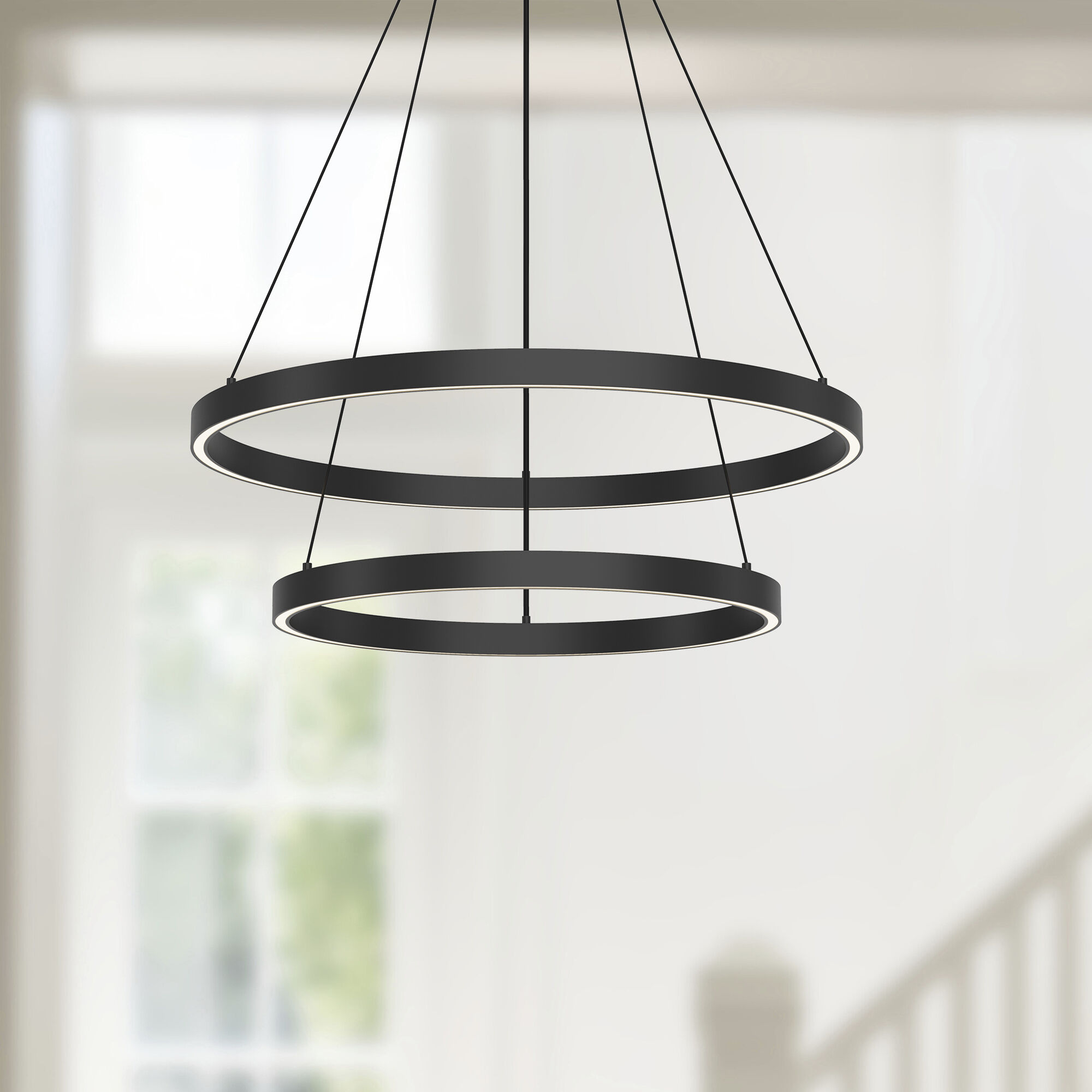 Cerchio LED 23.63 inch Black Chandelier Ceiling Light
