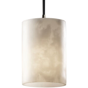 Clouds LED 4 inch Brushed Nickel Pendant Ceiling Light in 700 Lm LED, White Cord, Cylinder with Flat Rim