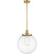 Franklin Restoration Beacon 1 Light 14 inch Satin Gold Pendant Ceiling Light in Incandescent, Clear