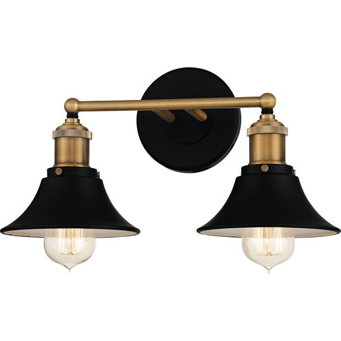 Trafalgar 2 Light 15 inch Matte Black Bath Light Wall Light