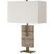 Turning Point 26 inch 150.00 watt Travertine and Brushed Antique Brass Table Lamp Portable Light