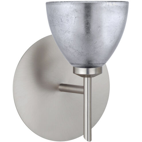 Divi 1 Light 5 inch Satin Nickel Mini Sconce Wall Light in Halogen, Silver Foil Glass